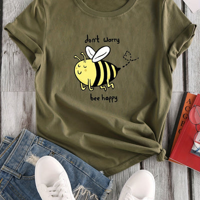 Buzzy Bee Cartoon Crew Neck T-Shirt: A Fun and Stylish Addition to Your Spring/Summer Wardrobe