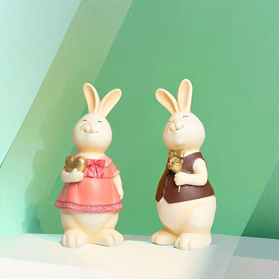 Adorable Resin Rabbit Statue: Perfect Home and Office Decor for Winter, Christmas, and New Year