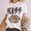 Vintage Leopard Lips Print T-shirt, Retro Short Sleeve Crew Neck T-shirt, Casual Every Day Tops, Women's Clothing