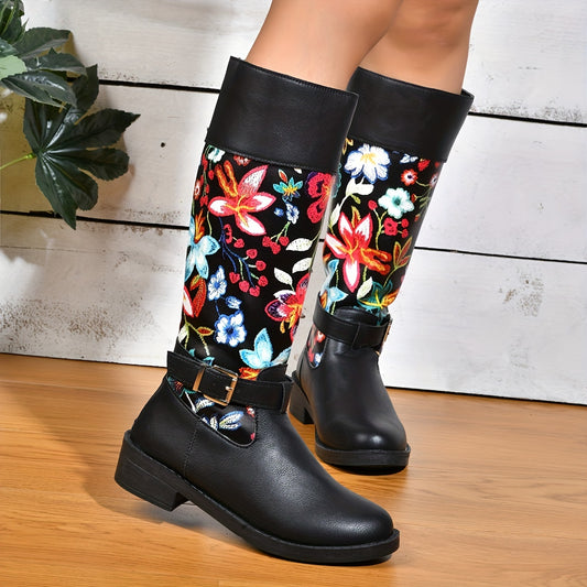 Vibrant Blooms slip-on boots are perfect for comfortable outdoor style. Featuring a colorful floral print and 2.5-inch chunky heel, they provide all day comfort and a stylish boost. Enjoy a secure fit thanks to a side zipper and cushioned insole.