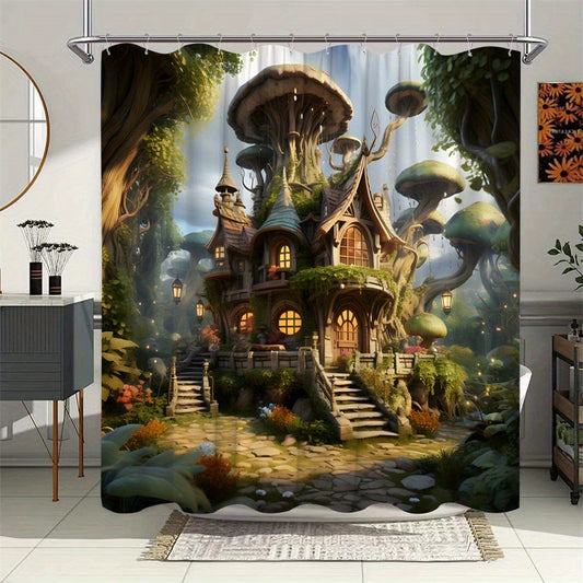 Transform your bathroom into a whimsical mushroom flower dream garden forest with the Enchanting Dream Castle Shower Curtain! This unique shower curtain will add a touch of enchantment to your daily routine. Featuring a dream castle design, it's the perfect addition to any bathroom.