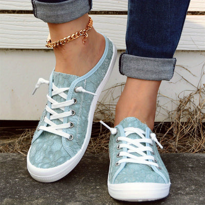 Women's Blue Floral Canvas Shoes - Comfortable and Stylish Outdoor Shoes