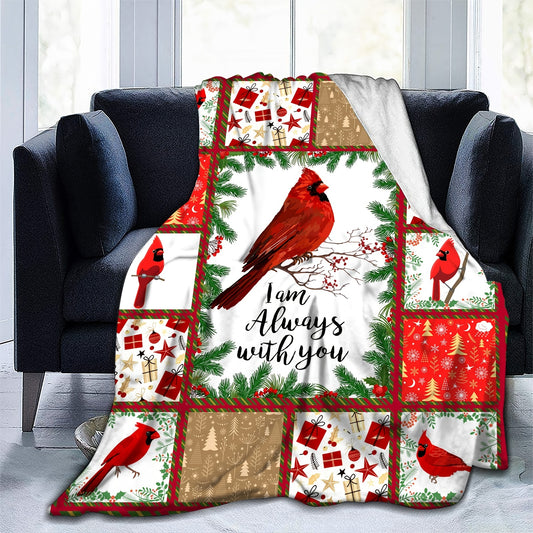 This gift and cardinal printed blanket is made with SoftTouch microfleece for superior softness and comfort. Its unique lightweight design makes it great for both kids and adults at home, picnics, and while traveling. Thanks to its 100% hypoallergenic polyester construction, it's also long-lasting and wrinkle-resistant.