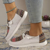 Trendy Women's Retro Ethnic Canvas Shoes - Lightweight & Comfortable Lace-Up Flats