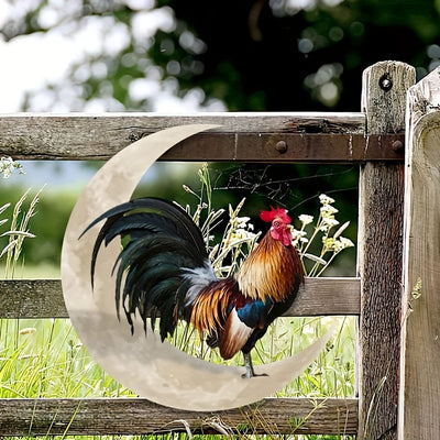 Moon Rooster Metal Art Ornaments: Stunning Wrought Iron Crafts for Enchanting Outdoor Garden Decorations