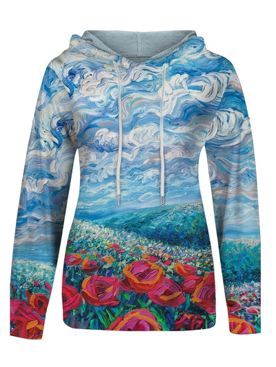 Floral Majesty: Stylish and Comfy Kangaroo Pocket Hoodie for Women