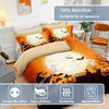 Spooky Halloween-Themed Duvet Cover Set: Pumpkin, Ghost, Moon & Bat Print Bedding Set for a Cozy and Stylish Bedroom(1*Duvet Cover + 2*Pillowcases, Without Core)