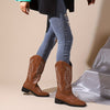 Stylish Western Vibes: Women's Embroidered Chunky Heel Boots - Fashionable Square Toe Cowboy Boots for Comfort and Style