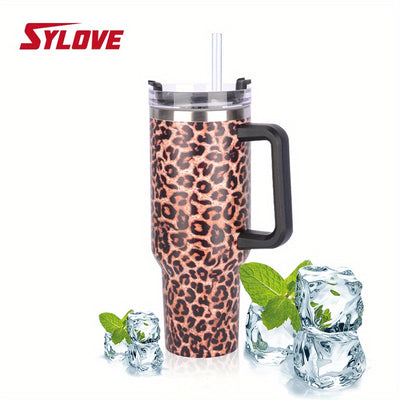 40oz Leopard Steel Water Bottle, Leakproof, Insulated, and Perfect for Outdoor Activities - The Perfect Gift for Any Occasion!