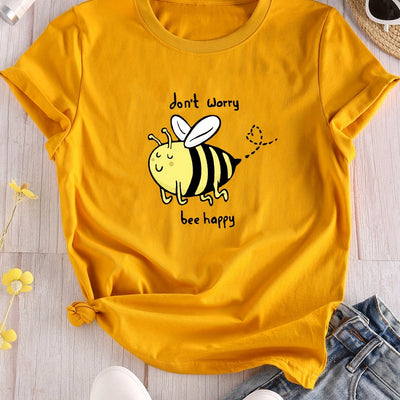 Buzzy Bee Cartoon Crew Neck T-Shirt: A Fun and Stylish Addition to Your Spring/Summer Wardrobe