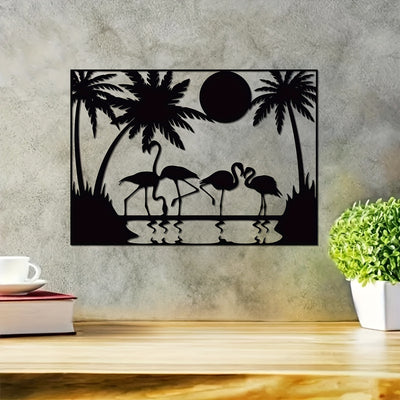 Flamboyant Elegance: Contemporary Flamingo Metal Wall Art - A Modern Décor Centerpiece for Your Home Interior