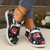 Women's Festive Santa Claus Print Canvas Shoes: Christmas-Inspired Low-top Slip-On Loafers for Casual Holiday Style