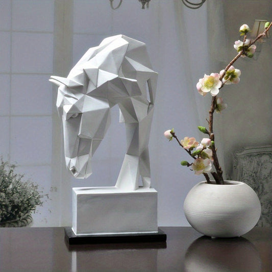 Geometric Origami Horse Head: Modern Resin Art Sculpture for Creative Home Decor