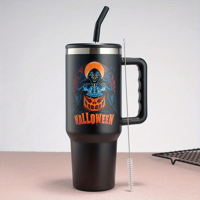 1200ml Halloween Design with Skull, Bat, Pumpkin Water Tumbler, Water Cups, Summer Drinkware, Kitchen Stuff, Home Kitchen Items Halloween Decoration