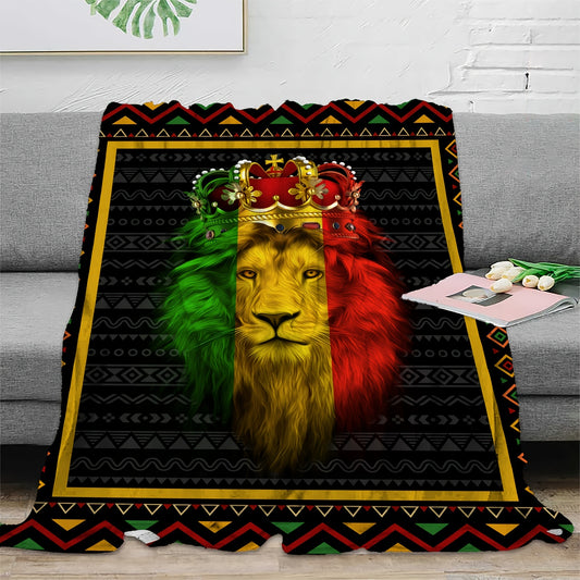 Lion and Crow Print Flannel Throw Blanket: The Perfect Blend of Softness and Style for Home, Picnic, and Travel
