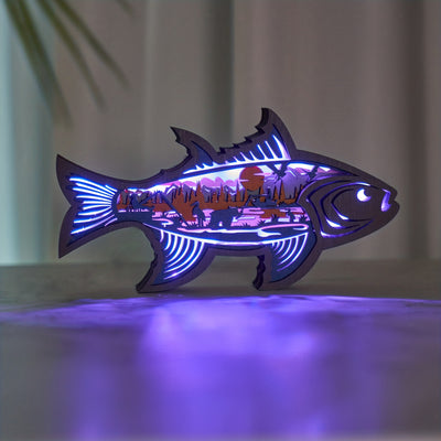 Fish Wooden Art Night Light: An Adorable Interior Decoration and Perfect Gift for Fishing Enthusiasts