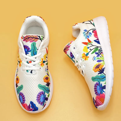 Floral Harmony: Lightweight Mesh Sneakers for Fashionable and Comfortable Running and Walking Experience