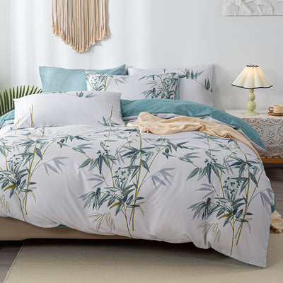 3-Piece Green Printed Duvet Cover Set: Luxurious Comfort with a Touch of Elegance(1*Duvet Cover + 2*Pillowcases, Without Core)