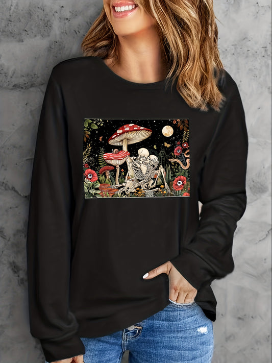 Stay cozy and stylish this Halloween with this skull painting pattern plus size Halloween sweatshirt. Featuring a fashionable print and comfortable fleece fabric, this pullover is perfect for chilly fall and winter days. With its loose fit and special pattern, be the trendsetter you know you are!