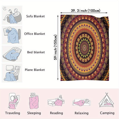 Boho Mandala Pattern Blanket: A Versatile and Stylish Multi-Purpose Blanket for All Seasons