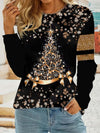 Fashionably Flawless: Snowflake Shiny Graphic Print Crew Neck T-Shirt – The Perfect Stylish Top for Spring and Fall