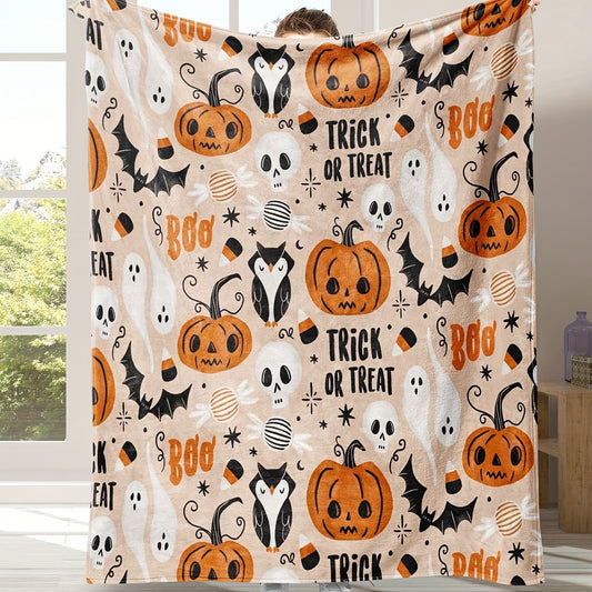 Bring Halloween spirit to your home with our Halloween Delight Flannel Blanket. Featuring a festive design with bats, pumpkins, ghosts, and owls, this blanket offers both comfort and versatile décor for all seasons. Crafted with ultra-soft materials, this blanket will keep you warm and cozy all year round.