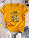 Casual and Trendy: Cartoon Dog Print Crew Neck T-Shirt for Fashionable Summer Looks