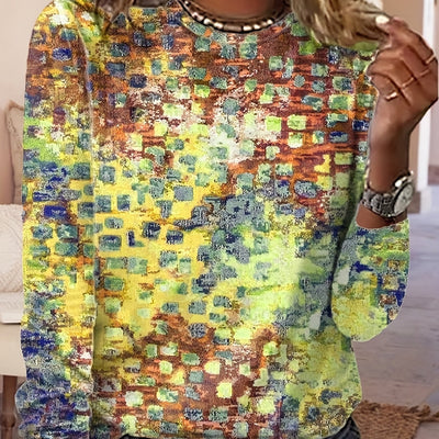 Stylish and Cozy: Allover Print Sweatshirt for Women - Perfect for Spring and Fall