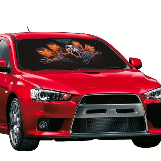 This Scream Print Foldable Car Sun Shade is a great way to stay cool and protected in your car. Its unique and engaging design provides optimal UV sun protection and is easy to install with 4 free suction cups included. Enjoy the ultimate visor protection on your next drive!