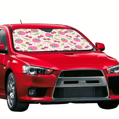 Strawberry Dreams: Foldable Strawberry Print Car Windshield Sunshade for Ultimate Sun Protection