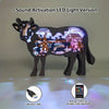 Moo-velous Milk Cow Wooden Art Animal Statues: Illuminate Your Space with LED Night Light Delight!