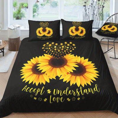 Vibrant Sunflower Dreams: Duvet Cover Set for a Soft and Stylish Bedroom! (1*Duvet Cover + 2*Pillowcases, Without Core)