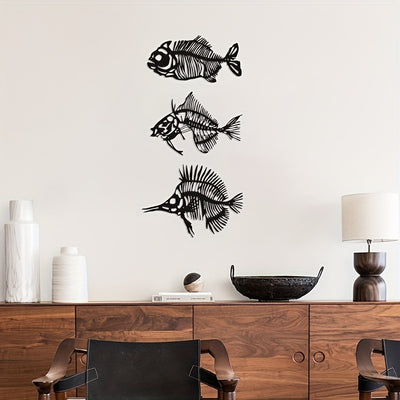 North American Wrought Iron Marine Fish Silhouette Pendant: Exquisite Metal Art for Living Room and Outdoor Décor