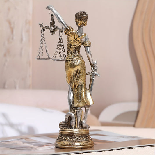 Add a touch of justice and fairness to your home or office decor with the Justice Goddess Resin Ornament. Crafted with intricate detail, this art piece serves as a constant reminder of the importance of balance and equality. Perfect for those who value social justice and equality.