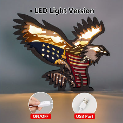 Eagle's Light: A Patriotic Wooden Art Night Light for Home or Office Decor