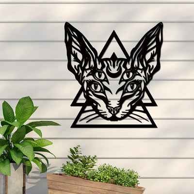 Sleek Beauty: Sphynx Cat Metal Wall Art - A Perfect Gothic Room Decor and Gift for Cat Lovers