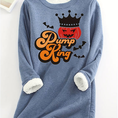 Crowned Pumpkin Letter Print Sweatshirt: A Spooky & Stylish Halloween Essential for Women