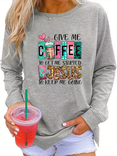 This Coffee Letter sweatshirt is crafted from a soft cotton blend for a comfortable fit. The long sleeves and crew neckline provide stylish coverage and the classic letter graphic on the chest adds subtle flair. Perfect for everyday wear.