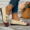 Feminine and Stylish: Women's Floral Print Colorblock Flats - Slip-On, Soft-Sole, Comfy Knitted Shoes for Lightweight and Non-Slip Daily Wear