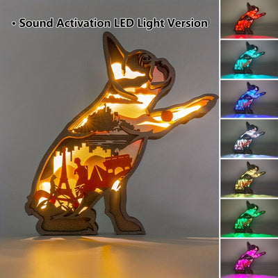 Quirky and Cute: French Bulldog Wooden Art Night Light - A Delightful Table Decor for Dog Lovers