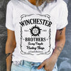 Letter Winchester Print Graphic T-Shirt, Short Sleeve Crew Neck Casual Top For Spring & Summer, Women's Clothing