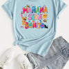 Cartoon & Colorful Letter Print T-Shirt, Short Sleeve Crew Neck Casual Top For Summer & Spring, Women's Clothing