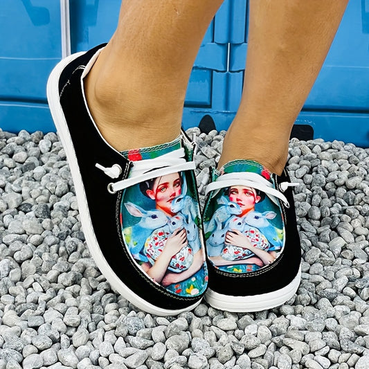 Introducing the Women's Cartoon Pattern Beauty Loafers: your new go-to for style and comfort! These slip-on shoes feature a fun cartoon pattern, while providing all-day comfort with their lightweight and breathable canvas construction. Upgrade your shoe game with these beauties now!
