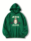 The Jesus Pattern Hoodie: Stay Warm and Stylish in this Casual Drawstring Hooded Sweatshirt for Winter/Fall Women's Clothing