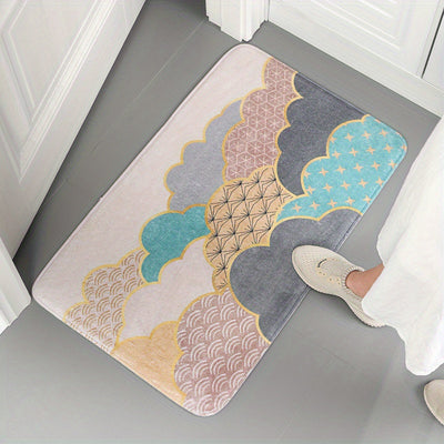 Geometric Bliss: Luxurious and Absorbent Bath Mat for a Stylish Bathroom Experience