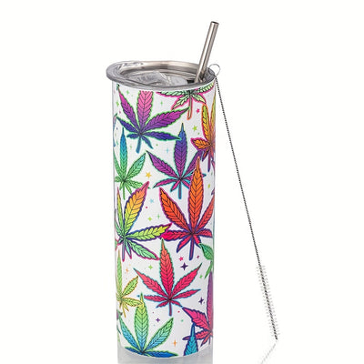 20oz Maple Leaf Print Tumbler: Stylish Stainless Steel Insulated Water Cup with Straw and Lid - Perfect for Parties, Weddings, and Holiday gifts!