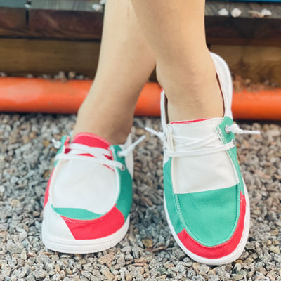 Women's Stylish Tricolor Canvas Shoes: Casual Lace-Up Sneakers for Outdoor Comfort