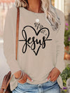 Jesus Heart Print: Women's Casual Long Sleeve Top for Spring/Fall