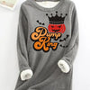 Crowned Pumpkin Letter Print Sweatshirt: A Spooky & Stylish Halloween Essential for Women