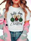 Festive and Stylish: Christmas Print T-Shirt for Women - Casual Crew Neck Short Sleeve Top